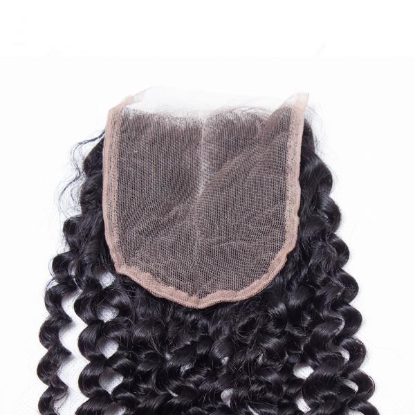 8'' Kinky Curl Middle Part 100% Brazilian Virgin Hair Lace Closure For Ladys