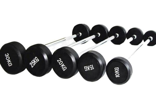 Oem Logo 20kg Fixed Rubber Barbell Power Training Fitness Equipment Free Weights