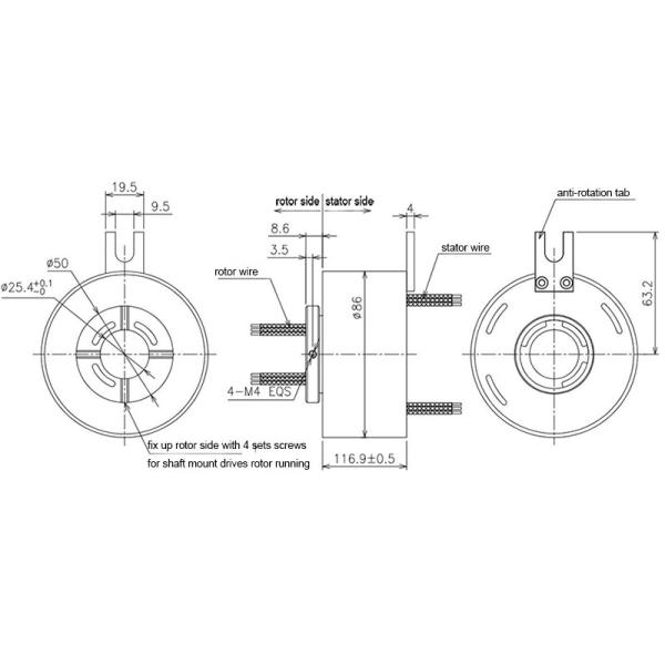 Empalme eléctrico conductor de la junta rotatoria del anillo colectando de la precisión aplicado a cualquier dispositivos