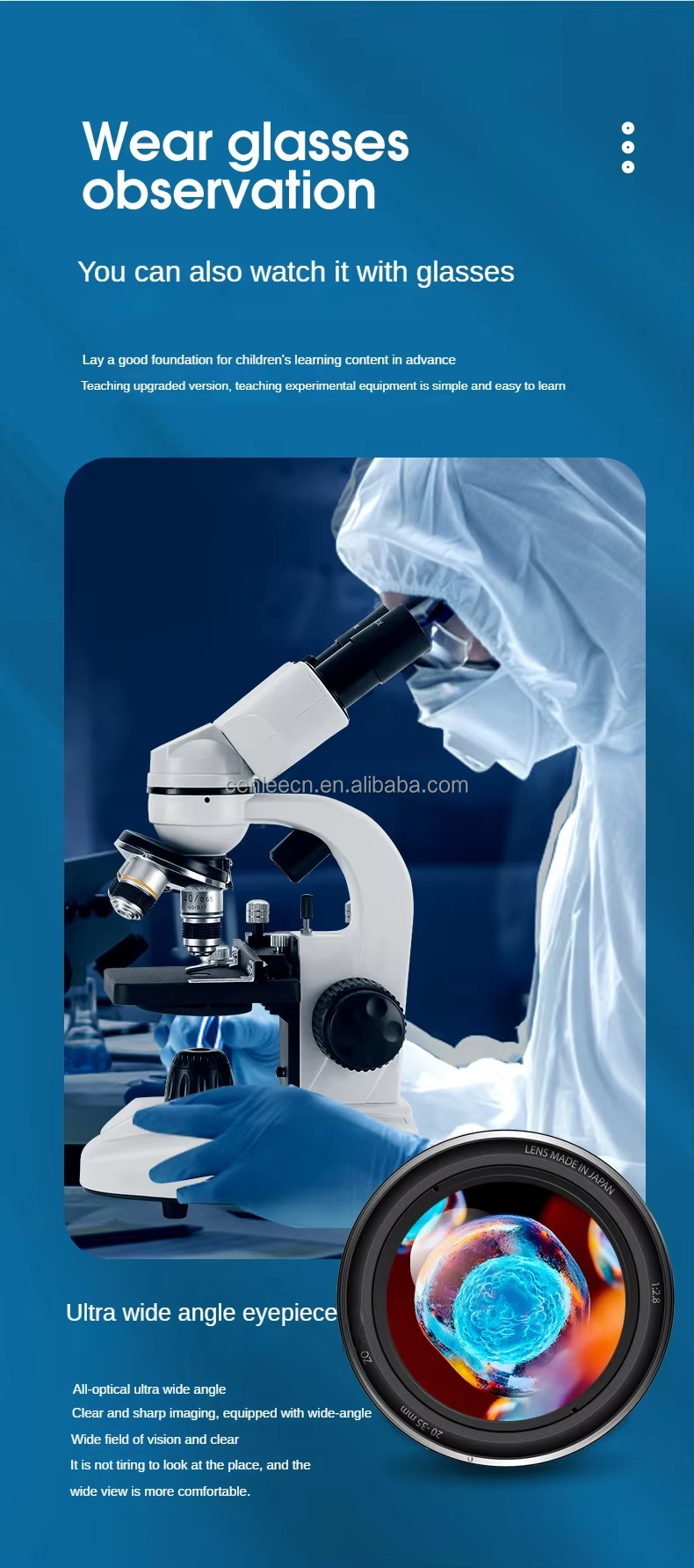 Bestscope MICR-01 Student Binocular Laboratory Microscope 4X/10X/40X Objectives WF25X Eyepiece LED Lighting Battery-Powered