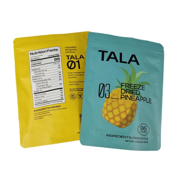 Custom Printed Plastic Stand Up Snack Mango Pineapple Dried Fruit Resealable Mylar Bags