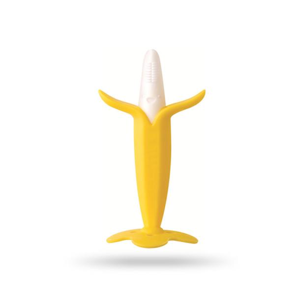 BPA Free Silicone Baby Brush Banana Shape Easy To Grip / Brush Time Saving