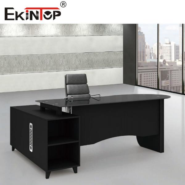 Водоустойчивый современный стол офиса стекла стола прямоугольника черный закаленный стеклянный