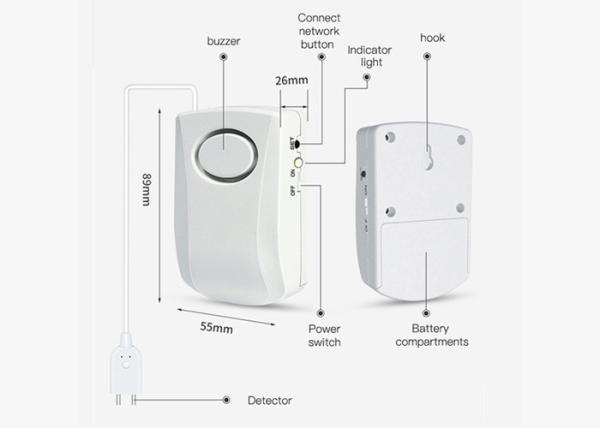 ABS Smart Water Sensor Alarm Wireless 115G For Kitchen Bathroom