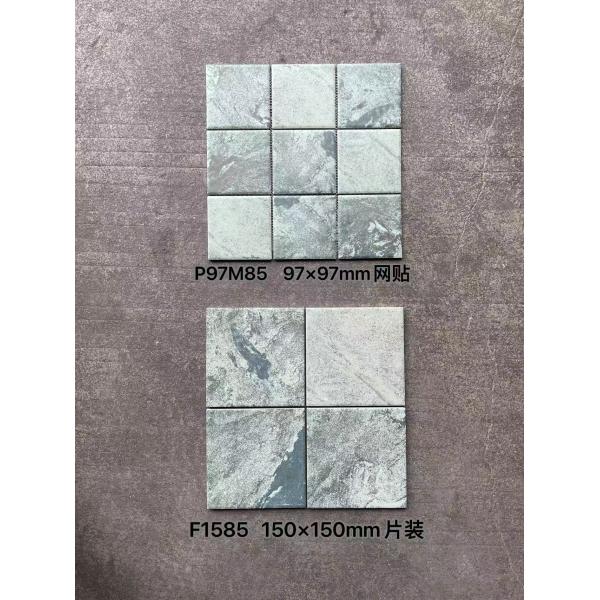 Non-slip and Decorative Square 150x150mm R10 Blue Porcelain Mosaics For Balcony