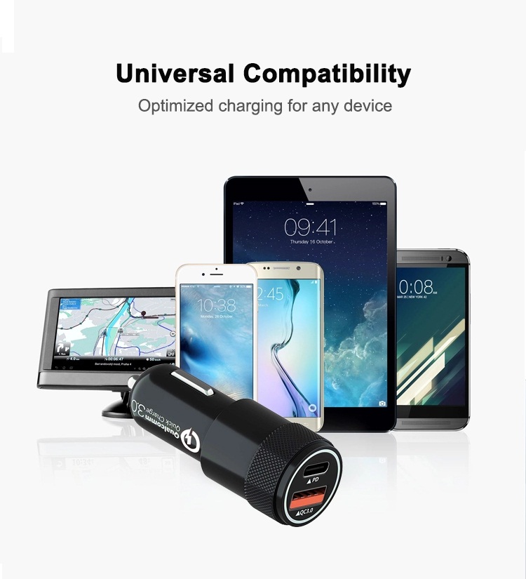 двойной заряжатель телефона быстрого автомобиля USB 30w, тип заряжатель USB PD3.0 автомобиля c для Iphone