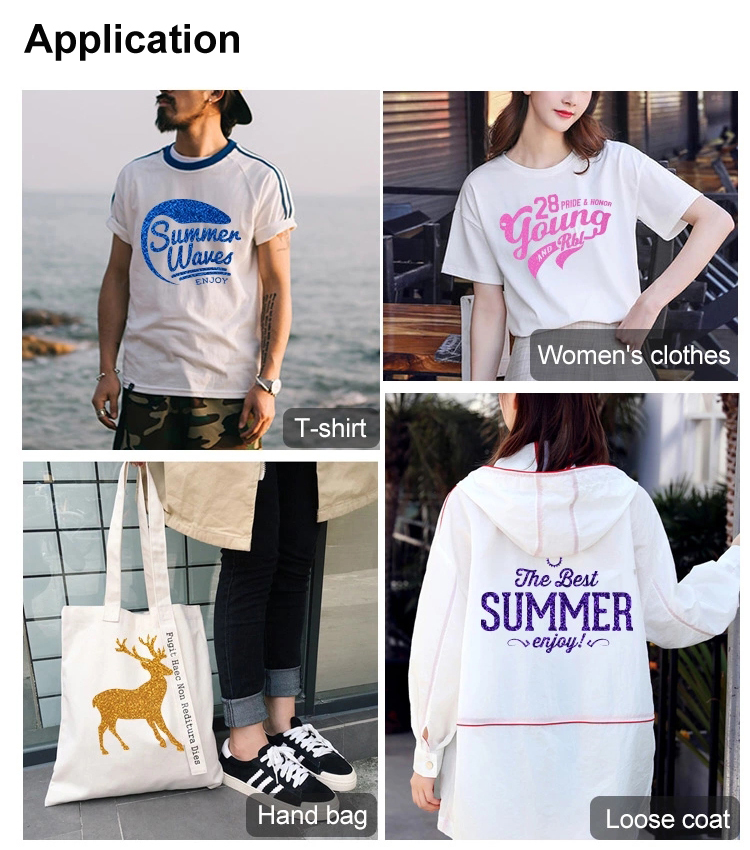 customized Fine Flake Glitter Iron On Logos/Metallic Glitter Vinyl Logos for Clothing