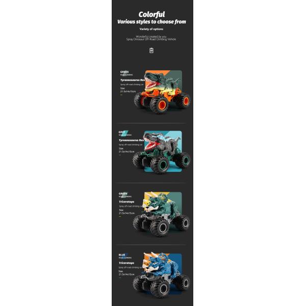 Spray Dinosaur 2.4G Remote Control Triangle Dragon King Dragon Climbing Bigfoot Vehicle