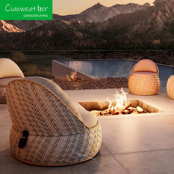 Customized Color Sun Lounger Round Lounger Waterproof Beach Chair Garden Daybed Sets Furniture Outdoor Bed with Table