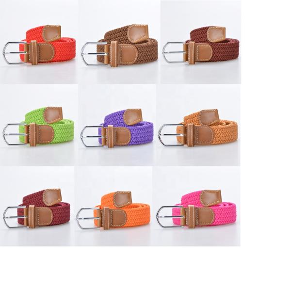 Fabric Women Woven Elastic Stretch Belts Braided 3.4cm OEM Logo