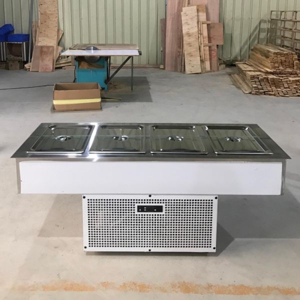 Open Top Refrigerated Salad Prep Table 4 Pans Air Cooling For Supermarket