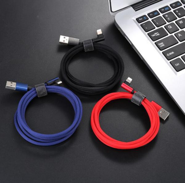 Iphone L Shaped USB Cable High Speed USB 2.0 Standard A Male To Apple B Male Down & Up Angle