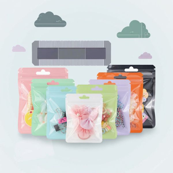 Custom Coloured Transparent PET/CPP Three Side Seal Zipper Bag for Jewelry Watch Eyewear Packaging Digital Printed Reseal Bags