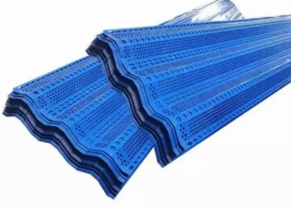 900mm Width Blue Color Powder Coated Perforated Metal Wind Dust Fence For Power Station