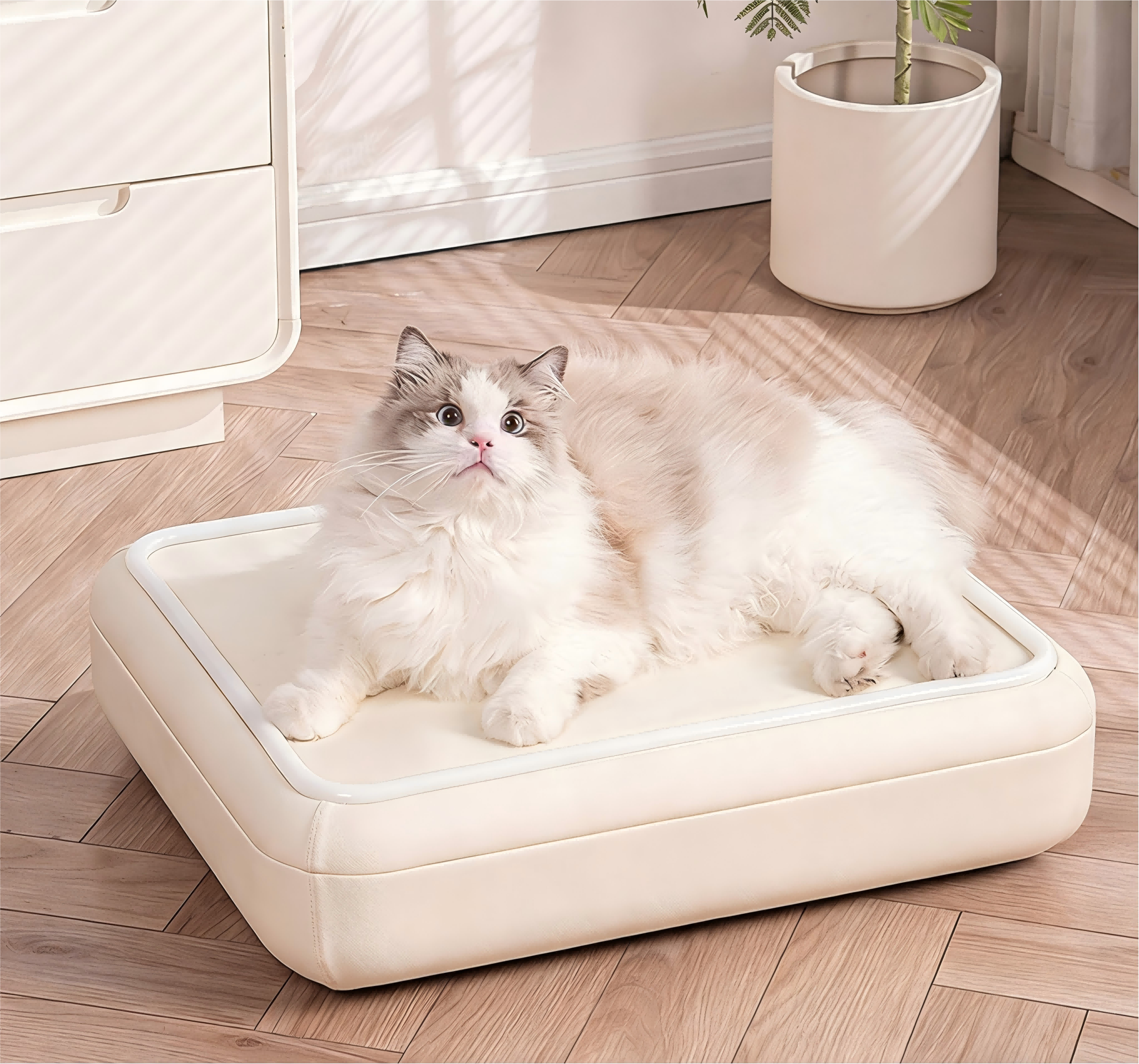 Easy to Clean Wool Pet Mat Smart Heating Massage LED Lights Soft Cushion Removable Washable for Cats