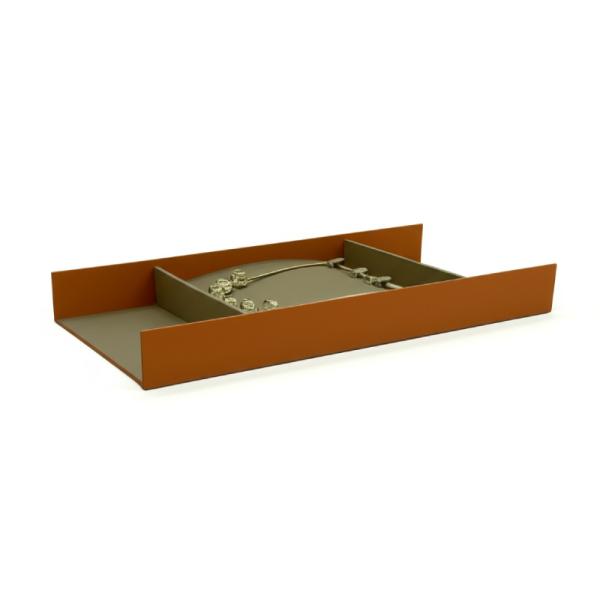 MJmhd YG-FGJ05 Modular Jewelry Drawer Organizer Tray, 460x155x50mm Aluminum Wardrobe Storage Box with Necklace Hooks, Handmade for Dresser & Closet (Red/Brown)