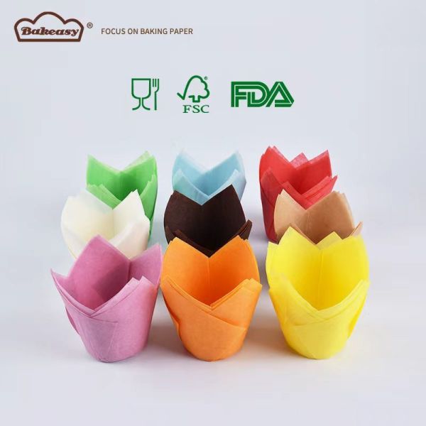Tulip Cupcake Liners for Baking Cups Unbleached European Parchment paper Tulip Muffin Liners  Cupcake Wrapper for Party Christmas