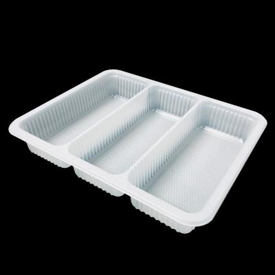3 Cells Food Grade PP Plastic Tray For Chicken Wrap Microwaveable Freezer Safe