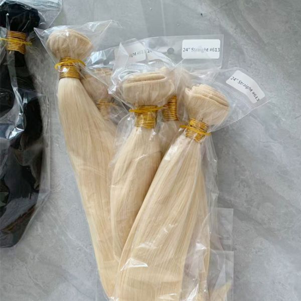 100% Unprocessed Virgin Hair 12A Grade Blonde Straight Human Hair Bundles 613 Blonde Hair Bundles