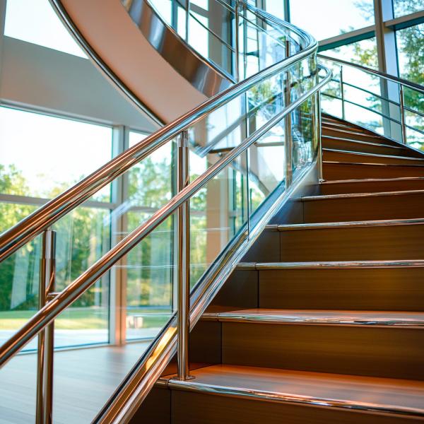 Corrosion-Proof Stainless Steel Handrails with Polished Finish for Glass Railings