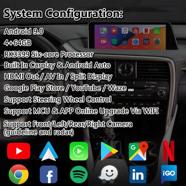 Интерфейс Carplay андроида PX6 4GB для автомобиля андроида управлением HDMI Lexus RX350/мыши RX450H
