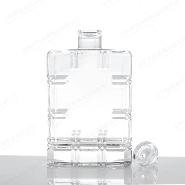 Чистый 500 мл 50cl Квадратная стеклянная бутылка Джина Водка Спиртный Ликер Текила Ром Виски с Коркой
