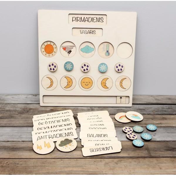 Weather Wooden Calendar Waldorf Learning  Homeschooling Daily Calendar Chart