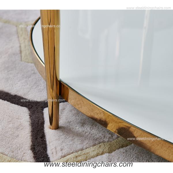 Oval Mable Top 125cm 57cm Stainless Steel Coffee Table For Living Room