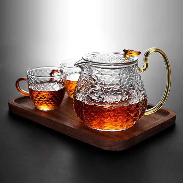 Heat Resistant Clear Glass Teapot Stovetop Safe Curved Sprouts Glass Tea Maker