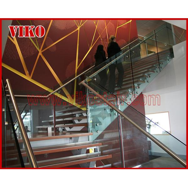 Double Steel Plate Staircase VK46S Tempered GlassLED Light strip, Stringer: 5mm+5mm(Thickness), Dia 6mm Steel Cable