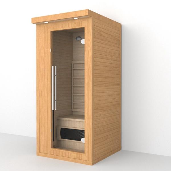 Home Indoor Wooden Hemlock 1 Person Infrared Sauna Room 1350W