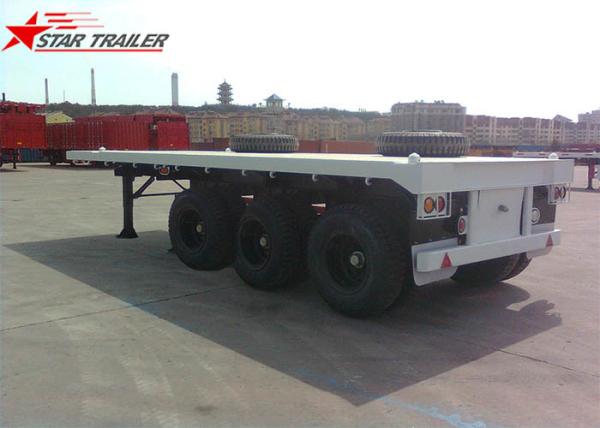 Three - Axle 40FT 12 Tires Flatbed Semi Trailer , Flatbed Equipment Trailer