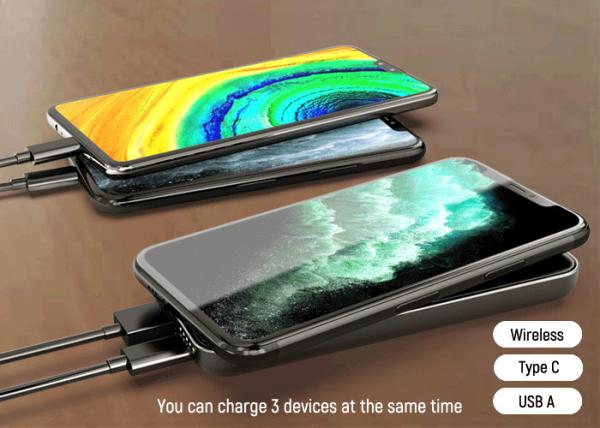 Qi Wireless Portable Charger 10000mAh, Fast Charger QC 3.0 18W PD PowerBank Charger For IPhone Samsung
