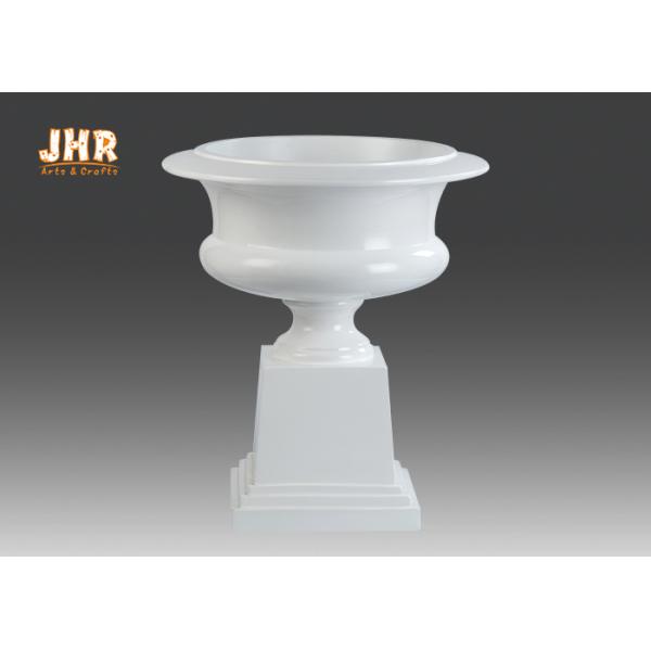 Large Fiberglass Flower Pots Glossy White Modern Style