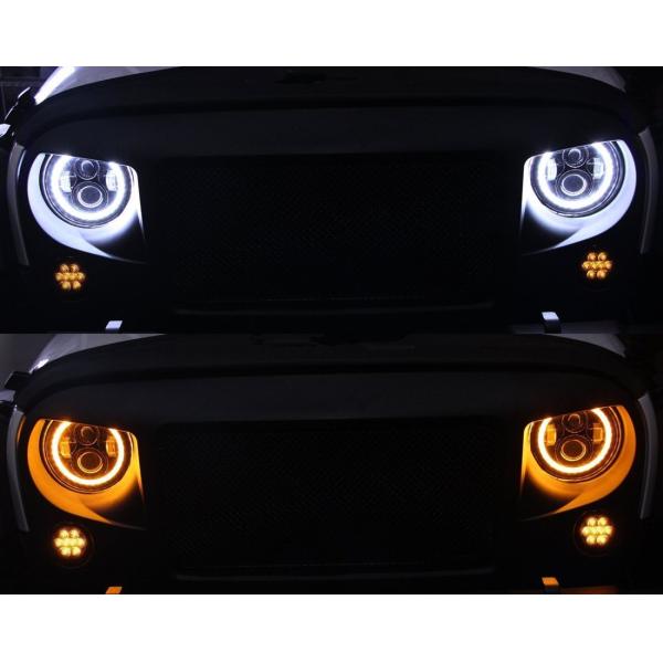 7 Inch LED Jeep Headlight With Halo Angel Eye Ring High Low Beam H4 Plug