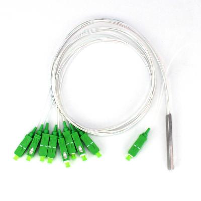 Divisor de aço inoxidável 1x8 do PLC da fibra do cabo do tubo 250um 2.0mm usado em PON ODN