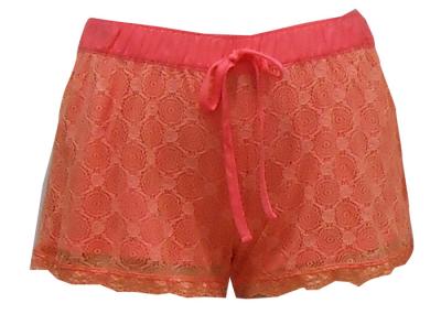 Silky Feeling Ladies Casual Shorts , Women'S Plus Size Elastic Waist Shorts Lace Layer