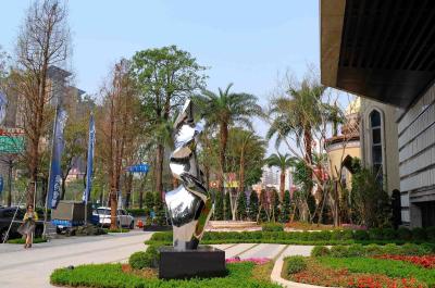 Contemporary Outdoor Metal Sculpture Plaza Decoration In Stainless Steel 316L