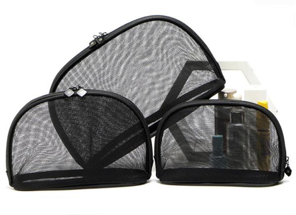 Portable small cosmetic bag girl web celebrity black double layer mesh transparent large capacity travel storage  bags