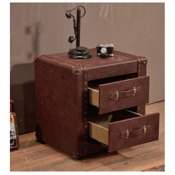 Nidea #8502 Vintage Leather Trunk Cabinet-Handmade Durable Multifunction  Lounge Pub Club Studio Furniture