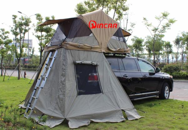 Auto camping roof tent use YKK zipper ripstop canvas roof top tent from Ningbo Wincar