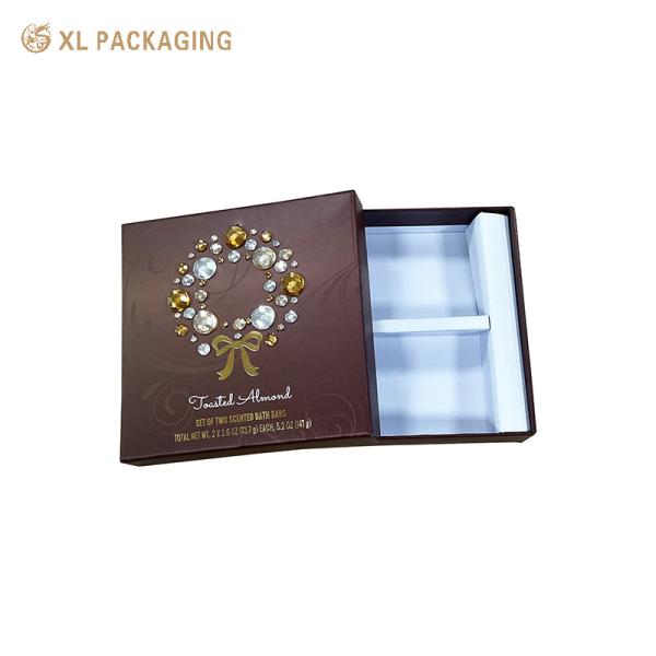 Luxury Brown Rigid Soap Gift Box with 350gsm Card Paper Insert Gold Foil