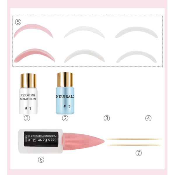 Cil permanent de cil de kit en gros bon marché d'ascenseur se courbant avec des outils de colle et de décapant de Rods pour le salon de beauté ou privé