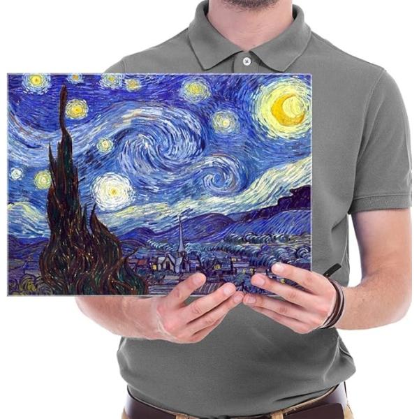 Print Of Van Gogh Oil Paintings Framed Canvas Wall Art Starry Night Style