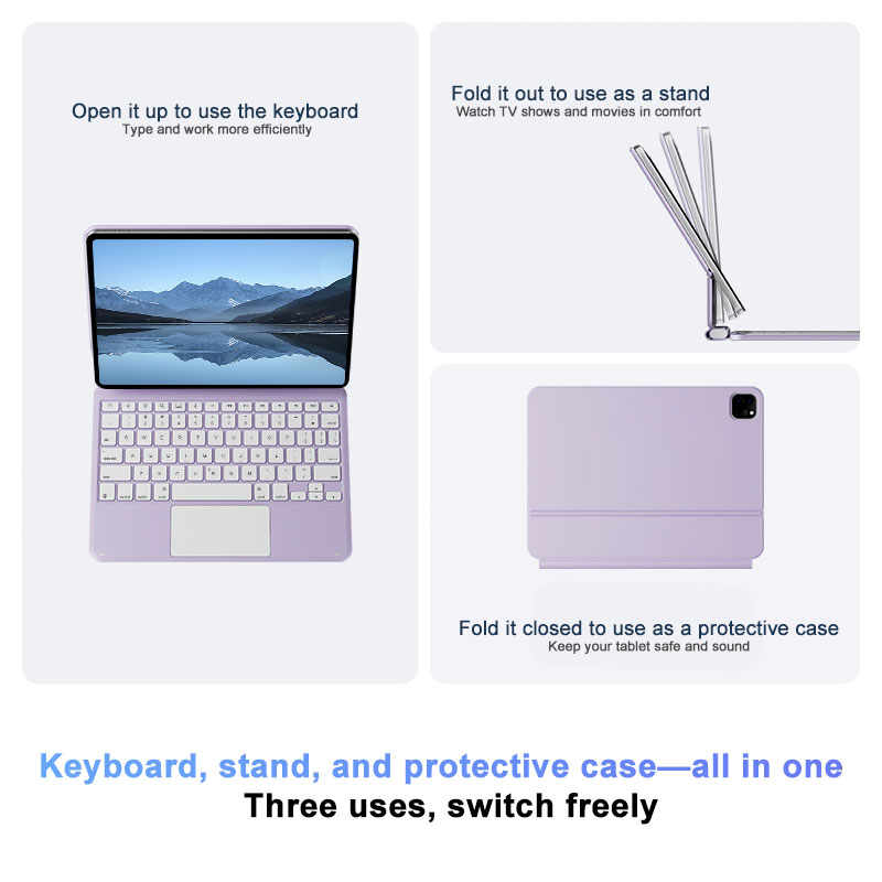 ODM OEM Multilingual Layout New High-End Wireless Magnetic Keyboard with 7-RGB Backlit and Touchpad for iPad Pro 11