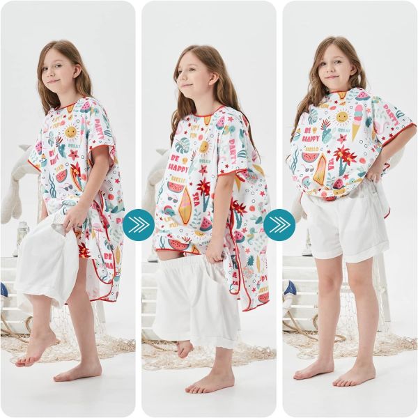Microfiber Childrens Hooded Beach Towels Womens Beach Poncho