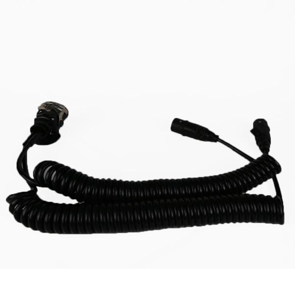 Black Coiled Trailer Cord 15 Core Truck Cables European 24V EBS Trailer Plug
