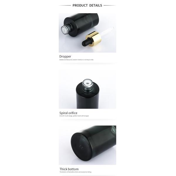 Botella negra de lujo del dropper del perfume del suero del aceite de pelo 30ml de los plásticos vacíos amistosos de Eco