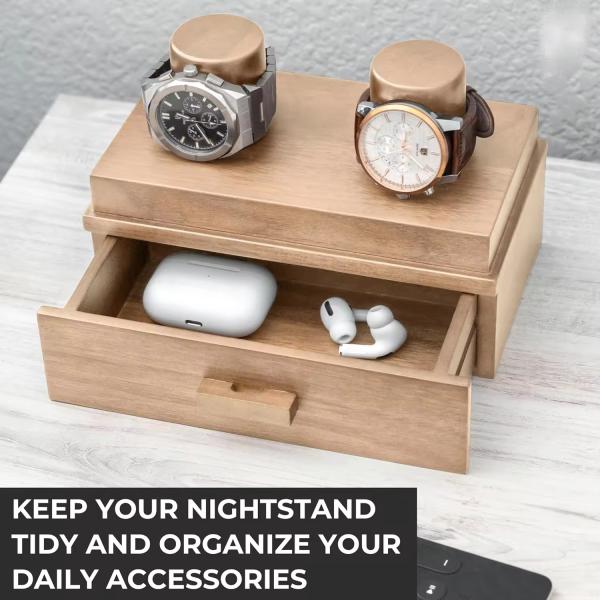 Cuadro de almacenamiento de relojes Vintage a medida Cuadro de cajón de relojes de madera de cubierta acrílica clara