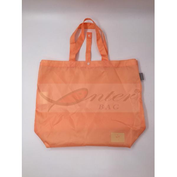 Orange Ripstop Waterproof Reusable Folding Shopping Bags OEM / ODM Available